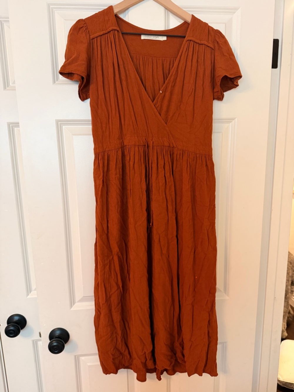 Christy Dawn Burnt Orange Midi Wrap Dress
